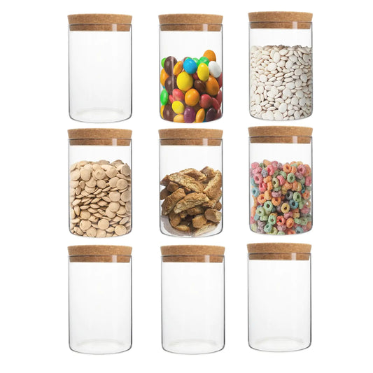 Borosilicate Clear Glass Canister Set with Cork Lids 21oz
