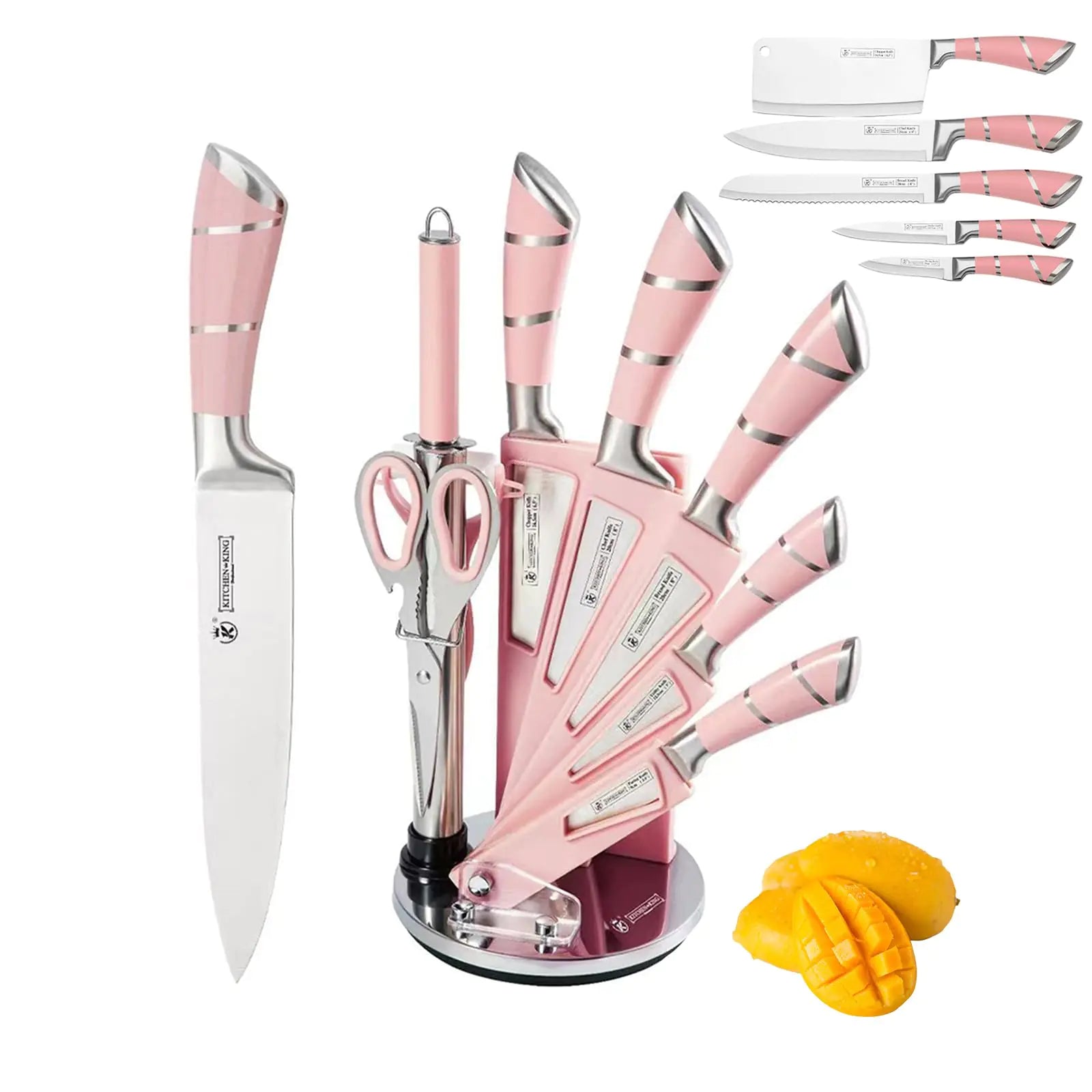 Pink Precision 9-Piece Knife Set with Stand