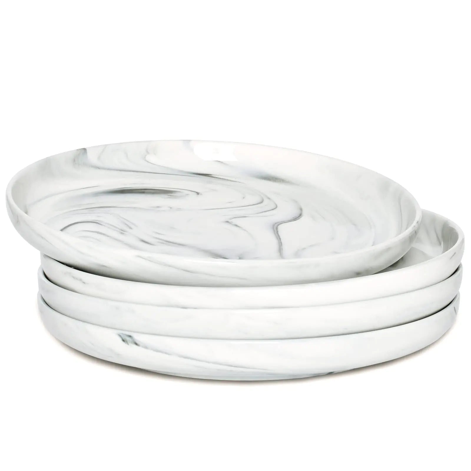 Marbly 8-Inch Ceramic Salad Plates - Set of 4, Microwave Safe
