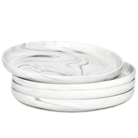 Marbly 8-Inch Ceramic Salad Plates - Set of 4, Microwave Safe
