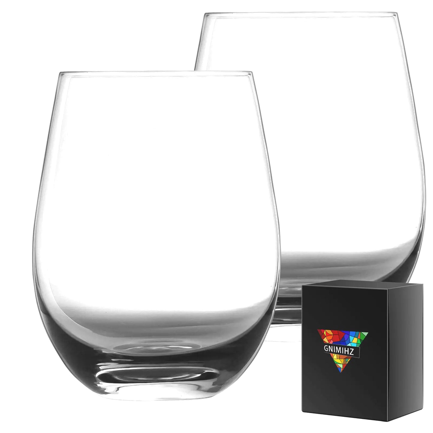 Gnimihz Handblown Crystal Wine Glasses 18 oz - Set of 2