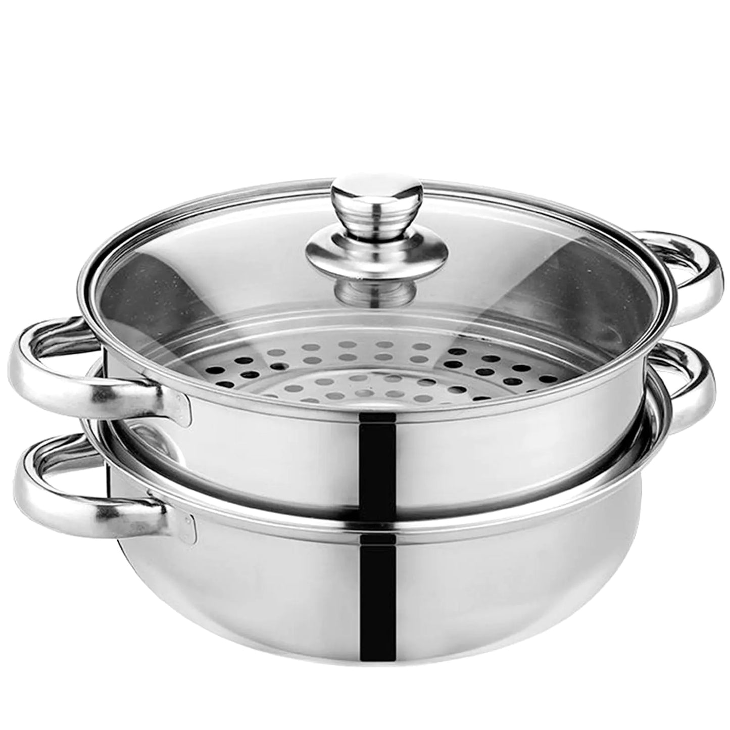 Dual-Tier 18/8 Steel Steamer Cookpot
