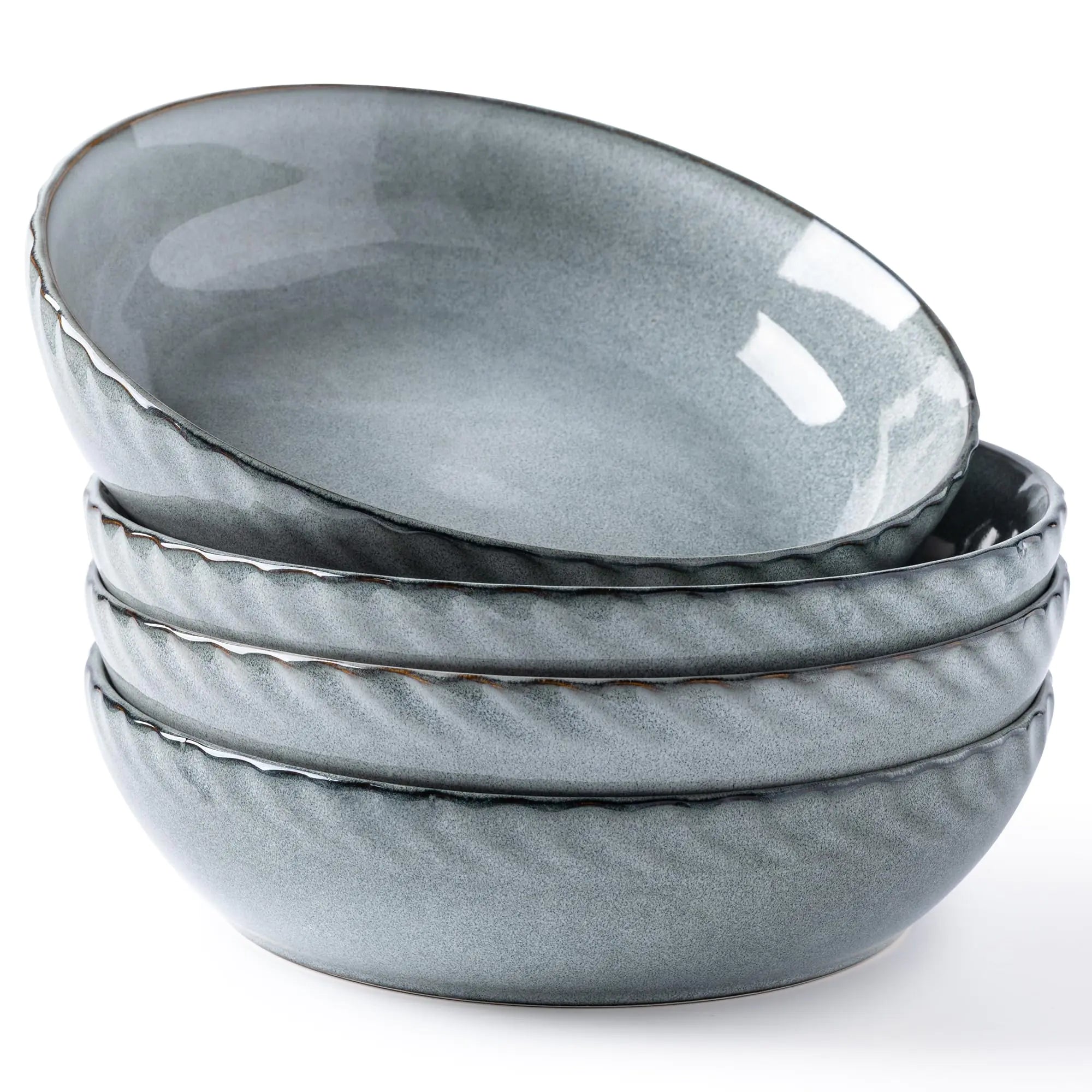 GBHOME 8.5-Inch Stoneware Pasta Bowls - 38 Ounce Ceramic Salad Serving Bowls, Set of 4