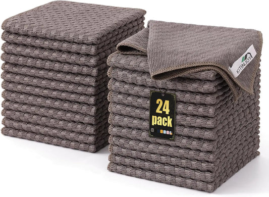 Kitinjoy UltraSoft Microfiber Towels 24 Pack - Scratch-Free Cleaning Rags