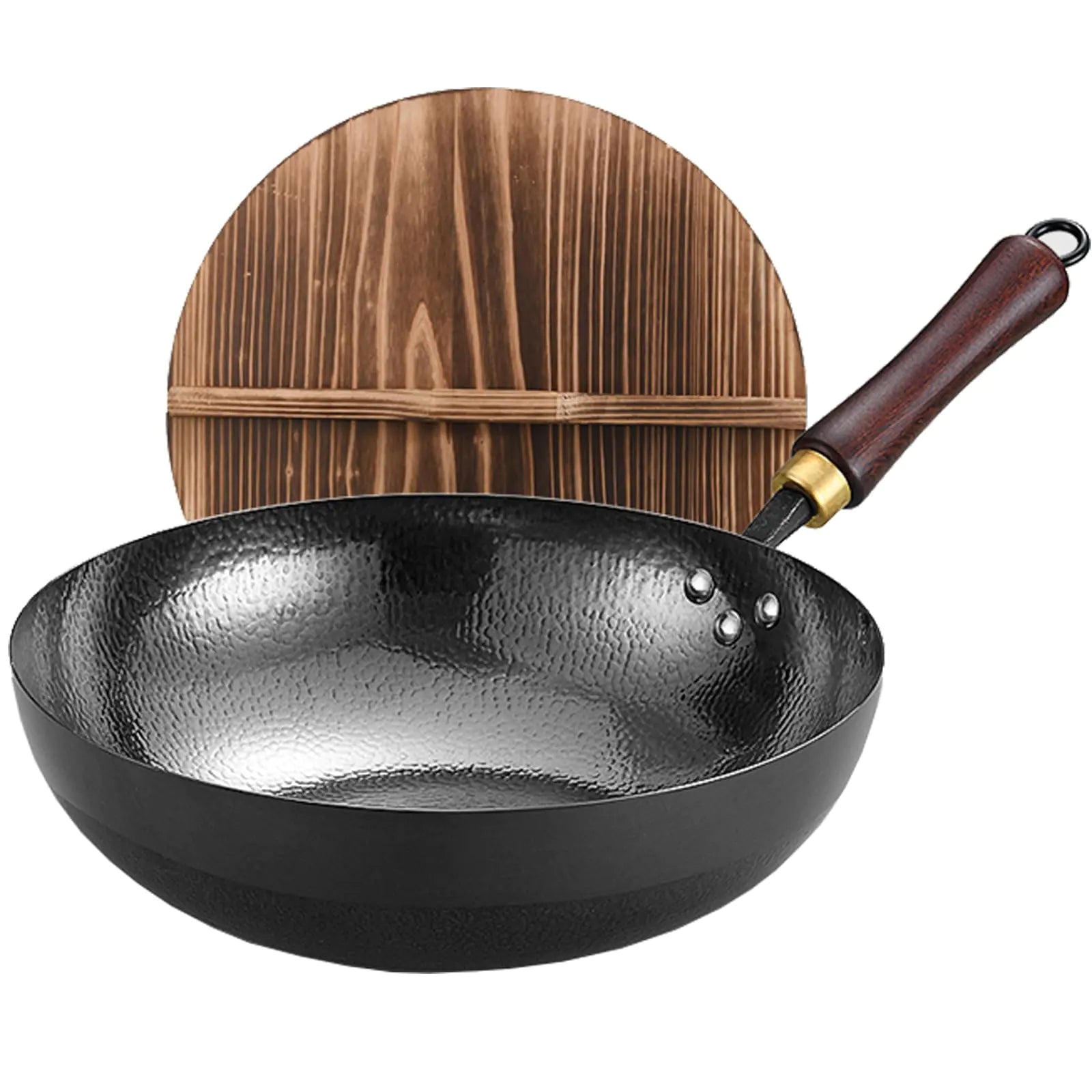 UMETRE 12.6” Carbon Steel Wok with Wooden Lid