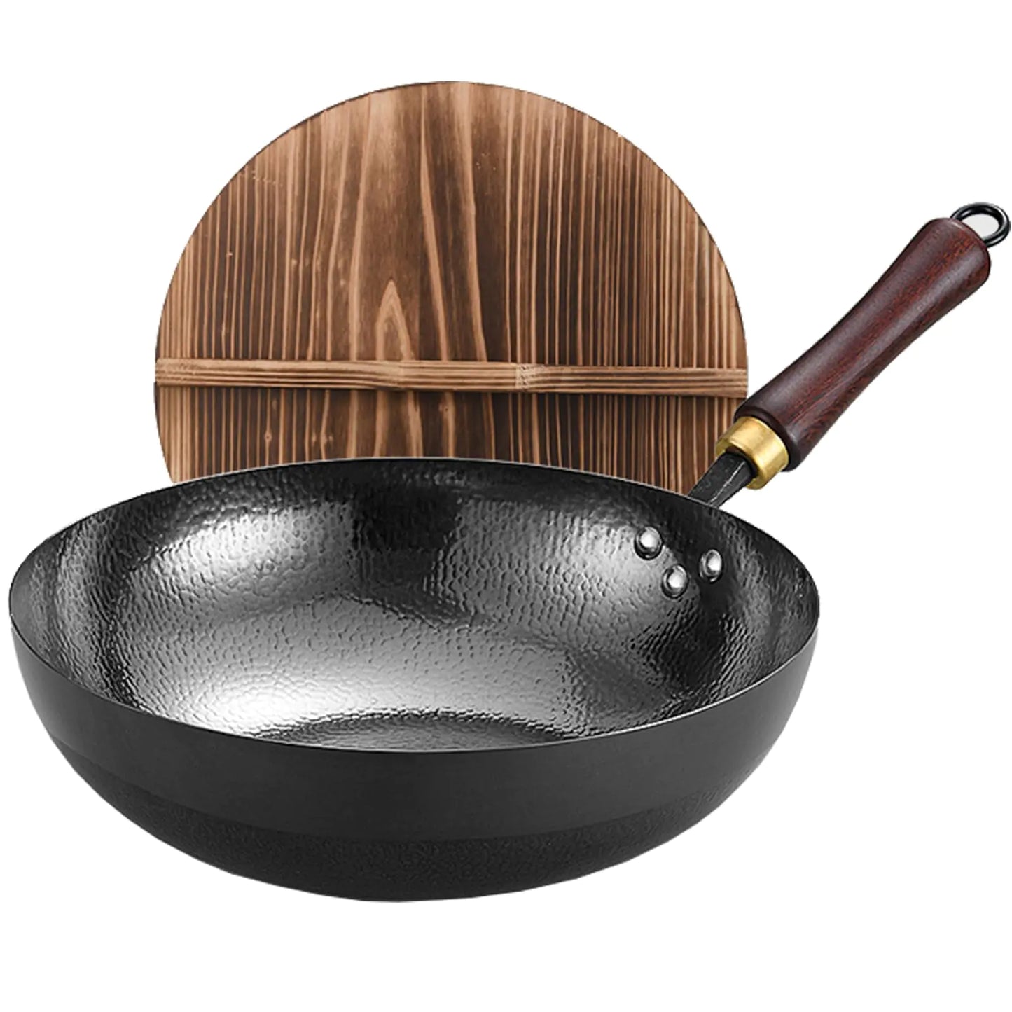 UMETRE 12.6” Carbon Steel Wok with Wooden Lid