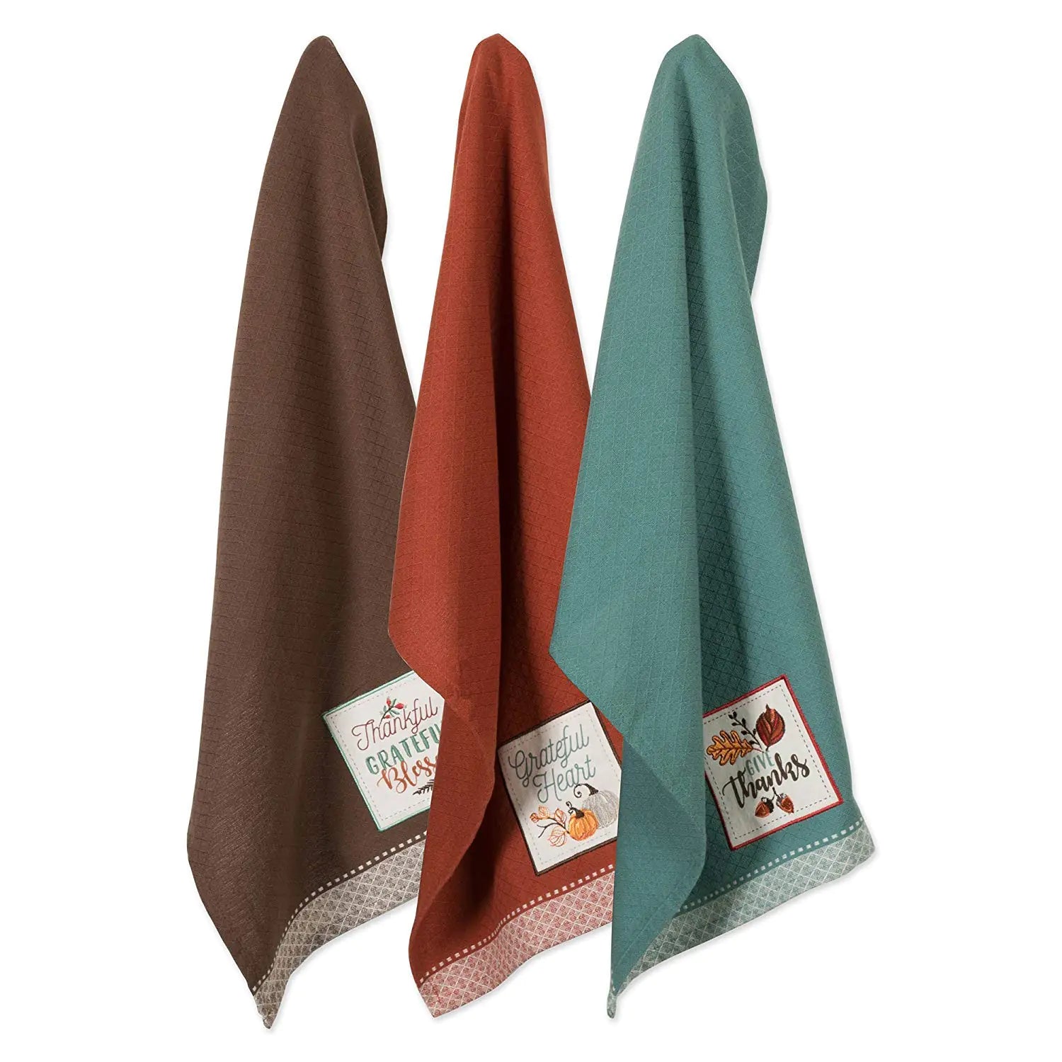 DII Embellished Autumn Dish Towels 3-Pack 18x28