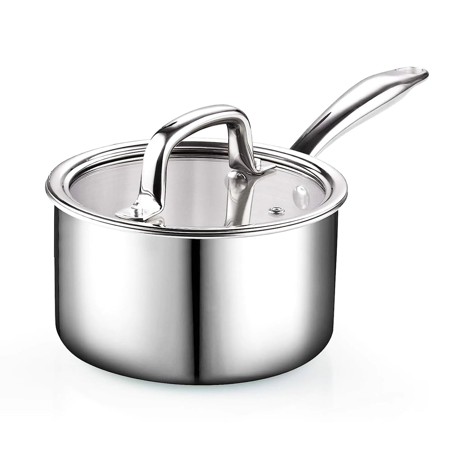 Tri-Ply Stainless 3Qt Saucepan with Glass Lid