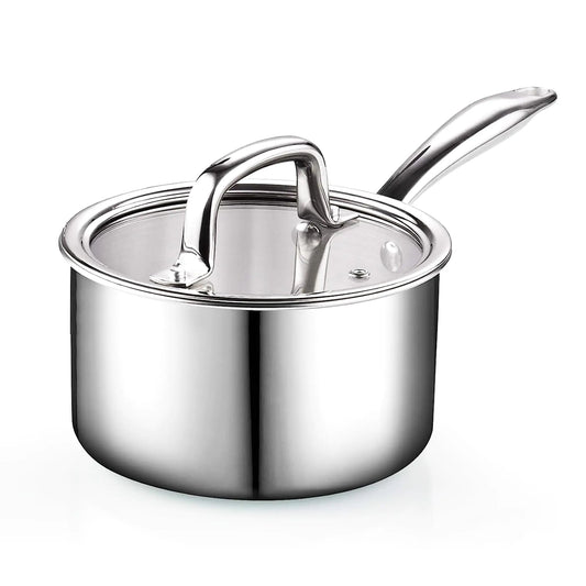 Tri-Ply Stainless 3Qt Saucepan with Glass Lid