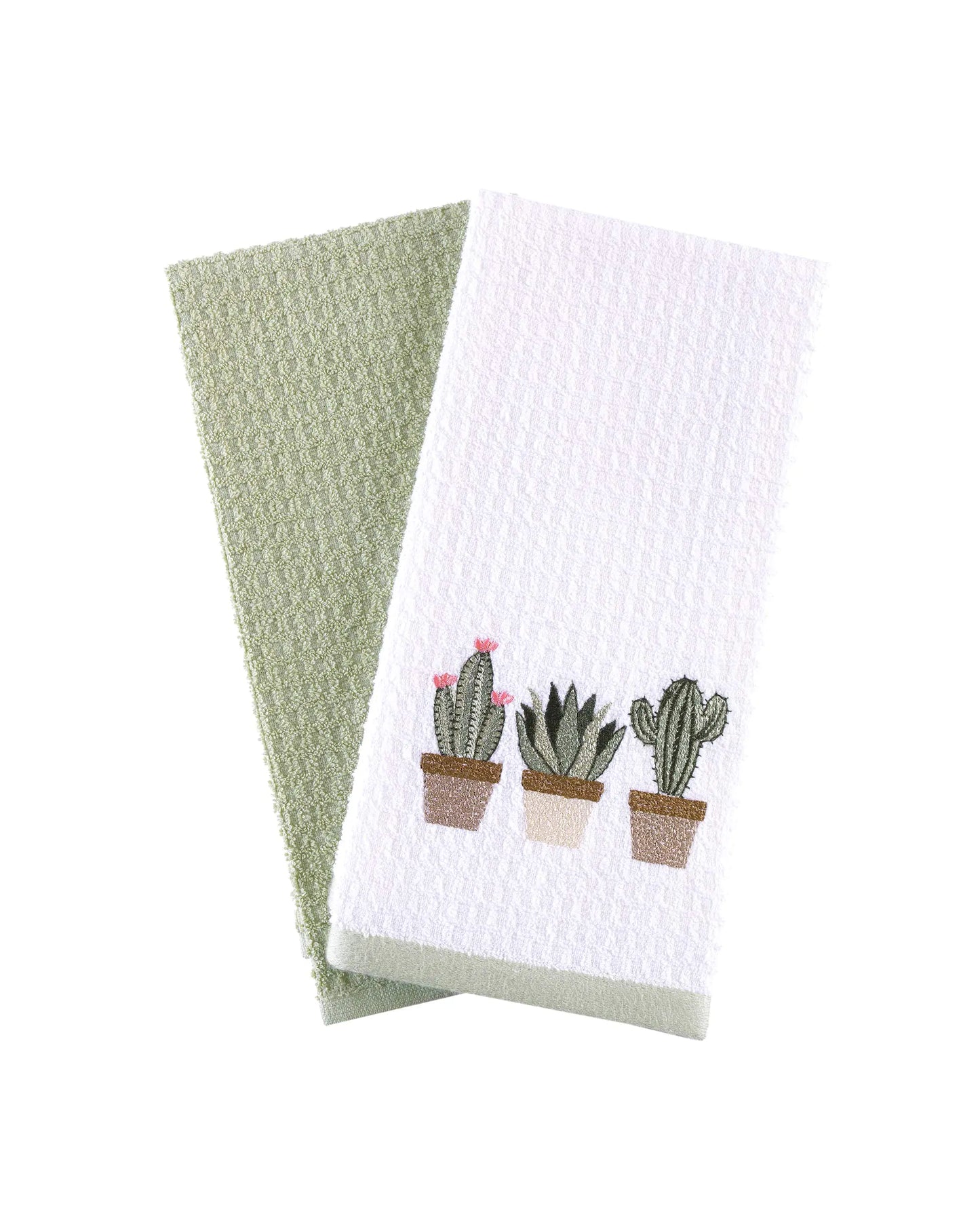 Cactus Charm Cotton Kitchen Towels - Super Absorbent and Soft, Pack of 2