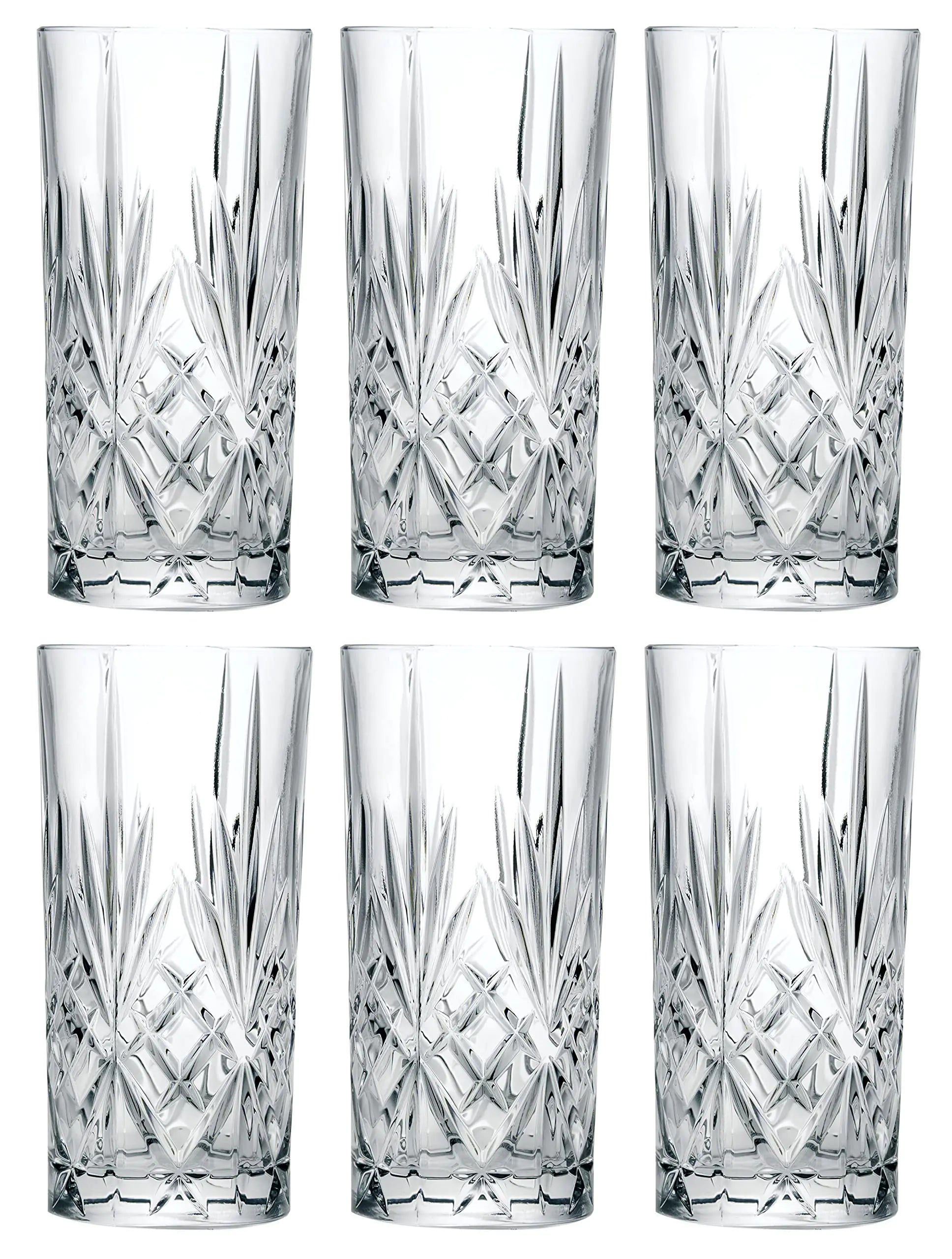 Barski Euro Crystal 12oz Highball Glasses - Ideal for All Beverages & Occasions - Set of 6