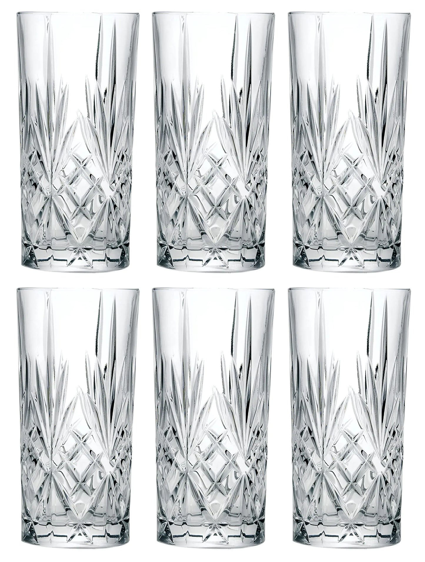Barski Euro Crystal 12oz Highball Glasses - Ideal for All Beverages & Occasions - Set of 6