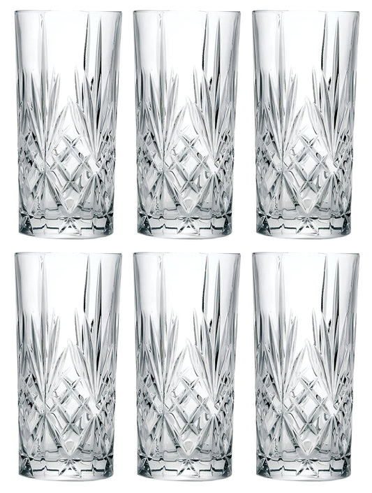 Barski Euro Crystal 12oz Highball Glasses - Ideal for All Beverages & Occasions - Set of 6