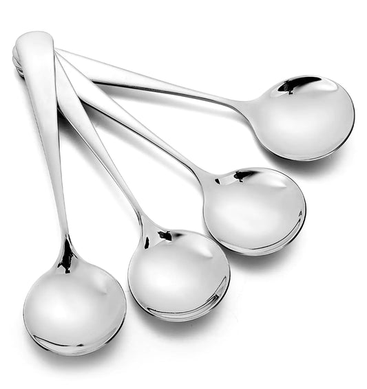 Stainless Steel Round Soup Spoons 4-Pack