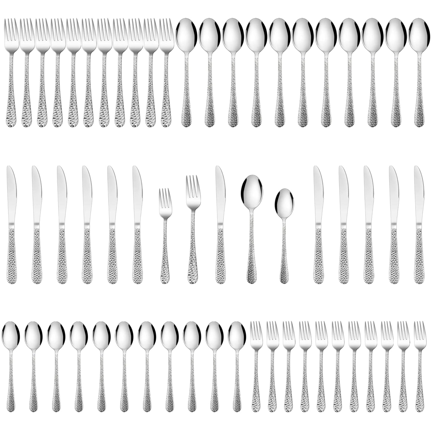 Elegance 60-Piece Hammered Flatware Set