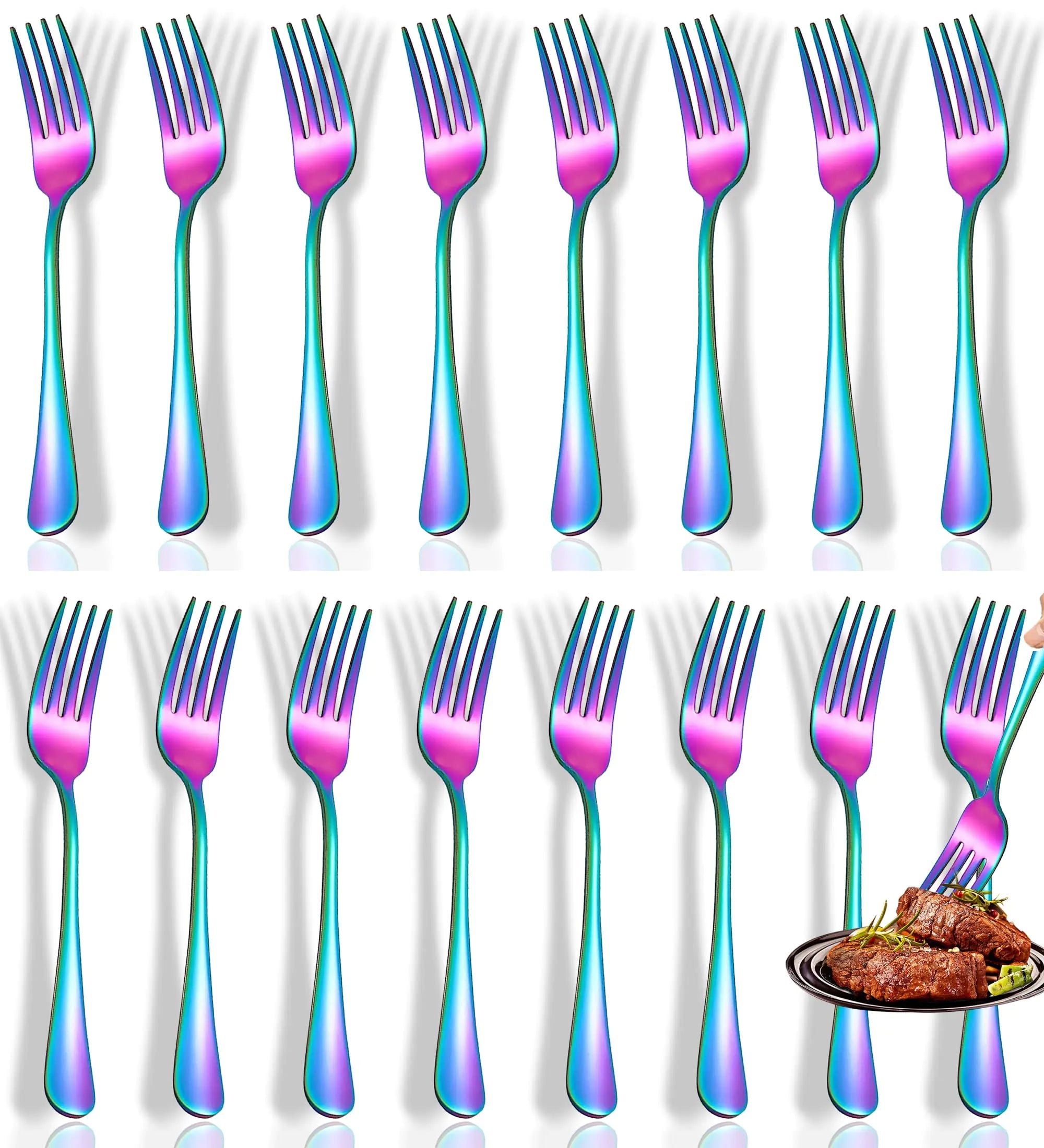 Rainbow Elegance 16-Piece Stainless Forks