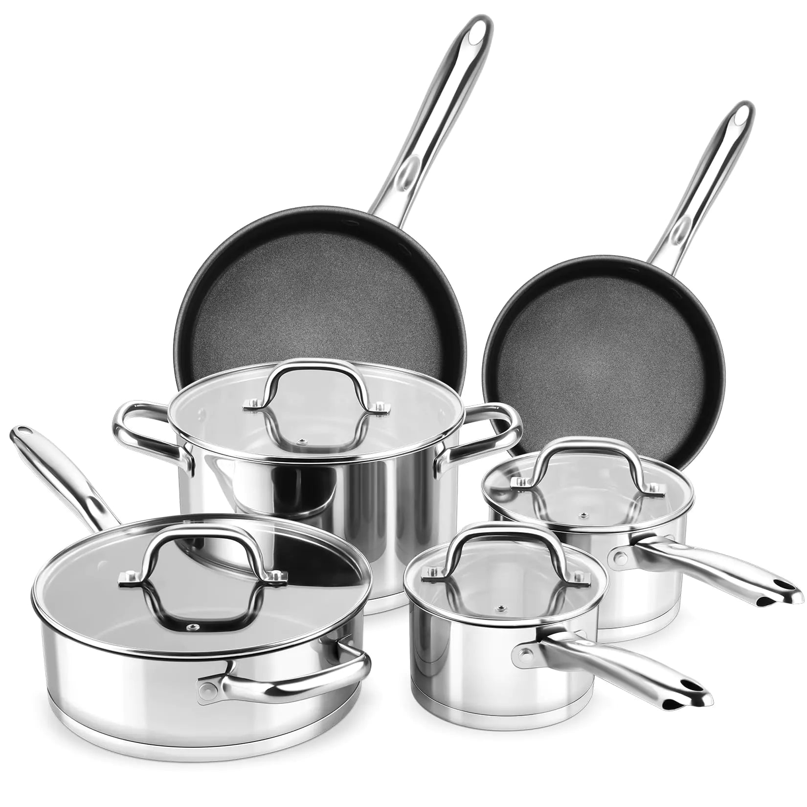 P&P CHEF Deluxe Stainless Steel 10-Piece Cookware Set