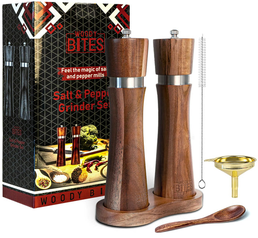 Acacia Wood Salt and Pepper Mill Set