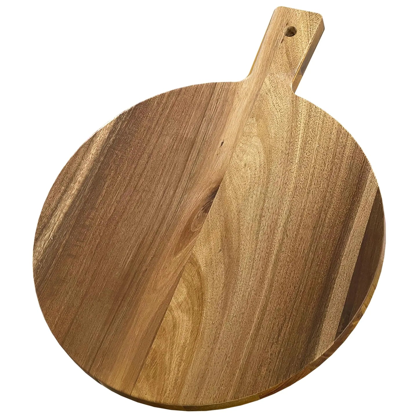 Acacia Elegance Round Cutting Board 16.5x13 - Large Wood Board with Handle